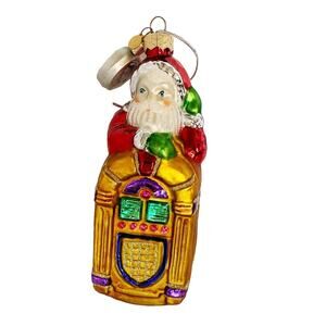 Department 56 Santa Juke Box Radio Blown Glass Christmas Ornament 7"